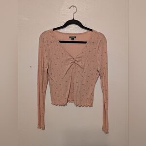 Pink Floral Cropped Long Sleeve